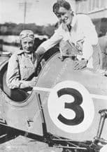 Doreen Evans in MG Q Type with brother K D Evans(?) Brooklands paddock 1935 BDRC 500