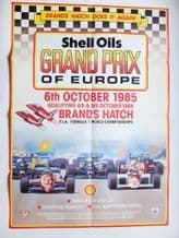 EUROPEAN GP F1 1985 BRANDS HATCH original Poster 28 x 19"
