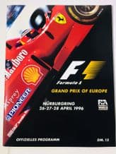 EUROPEAN GP F1 Programme 1996 Nurburgring.