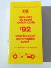FEDERATION INTERNATIONALE D L'AUTOMOBILE YEAR BOOK OF AUTOMOBILE SPORT '92