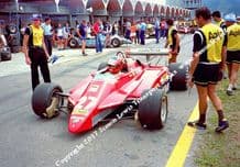 FERRARI 126C2 Gilles Villeneuve. Photo. Pit lane Brazil GP 1982.