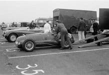 Ferrari 166 V12 . David Murray's car with Ecosse Jaguar and Wilkie at Winfield 1951