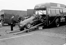 Ferrari 166 V12 David Murray's car being driven out of the Ecurie Ecosse transporter. Winfield 1951