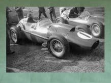 FERRARI 246s Hawthorn, Collins cars in paddock 1958 British GP 10x7"am' photo