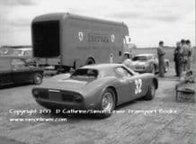 FERRARI 250LMs & MARANELLO transporter. Silverstone 1967.10x7" amateur photo