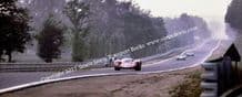 Ferrari 312P Rodriguez/Piper. 12x5" photo. Mulsanne straight. Le Mans 1969