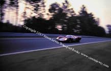 Ferrari 312P Rodriguez/Piper. photo. Mulsanne at dusk. Le Mans 1969