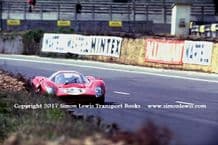 Ferrari 330P4 . Photo. Mike Parkes Le Mans test weekend 1967 , Dunlop Curve
