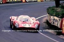 Ferrari 330P4 . Photo. Mike Parkes Le Mans test weekend 1967 , The Esses