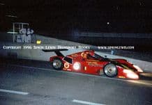 Ferrari 333SP Goosens/van der Peole/Bachelart . Photo. Le Mans 1996 pit exit at night.