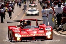 Ferrari 333SP Velez/Evans/Muller. Photo Le Mans 1996 pit exit.