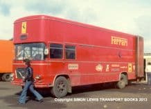 Ferrari F1 Team Transporter. Silverstone paddock in 1975 10x7" amateur photo