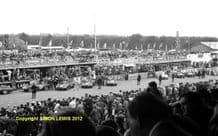 Ferrari Factory team cars lined up before start Le Mans 1955 10x7" photo