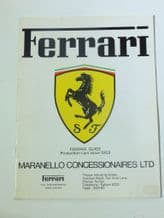 FERRARI GUIDE Production Cars since 1959 (Maranello Concessionaires 1976)