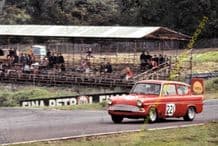 Ford Anglia Superspeed. Chris Craft. Brands Hatch August 1966 colour