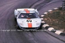 Ford GT40 Gulf JW. Hawkins/Hobbs Monza 1000kms 1968 (winner) colour action photo