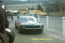 Ford Mustang 302 Frank Gardner, Brands Hatch paddock 1970 . 7x5" (a)