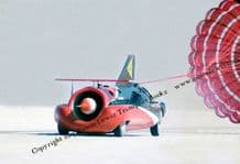 Green Monster.Land Speed Record Car photo. Art Arfons at speed Bonneville 1965