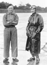 Gwenda Hawkes (Stewart) & Elsie Wisdom stood trackside at  Brooklands early 1930s
