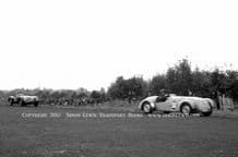 Healey Silverstone (Brooks) and Jaguar C Type (I Stewart) Castle Combe 1952