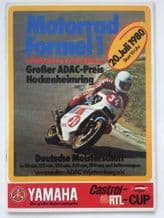 HOCKENHEIM 1980 July 20 FORMEL 1 & Deutschemeisterschaft Motorcycle race program