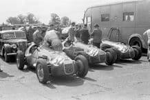 HWM cars lined up at Silverstone 1952