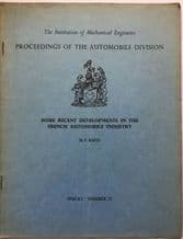 Inst I Mech E "SOME RECENT DEVELOPMENTS IN THE FRENCH AUTOMOTIVE INDUSTRY" (Rapin 1961)