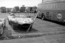JAGUAR D TYPE Ecurie Ecosse & Transporter Silverstone paddock 1958. 10x7"photo
