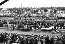 Jaguar D Types Hawthorn/ Bueb (1st) and Claes/Swaters (2md) in pits Le Mans 1955