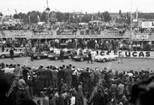 Jaguar D Types lined up before the start Le Mans 1955
