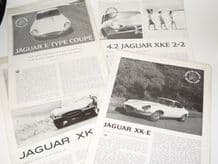 JAGUAR  E Type  set of 4x original reproductions of features from ROAD & TRACK
