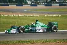 JAGUAR R1 F1 Dario Franchitti at speed, testing at Silverstone 2000 . Photo (a)