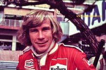 James Hunt portrait. Monaco GP pits 1976