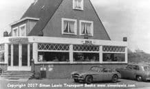 Jensen 541R (1958)  VLX 988 outside French Cafe probably early 1960s