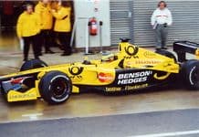 Jordon EJ10 Riccardo Zonta. Silverstone pit lane March 2001 (a)
