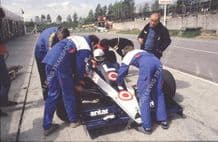 Ligier JS23 Renault Andrea De Cesaris. Brands Hatch 1984 pit lane photo