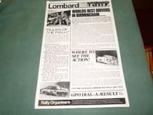 Lombard RAC Rally 1978 info sheet.