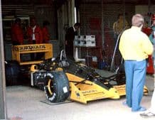 Lotus 100T Honda Silverstone pit garage 1988 (a)
