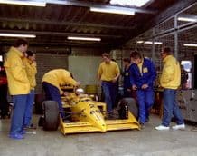 Lotus 100T Nakajima in pit 1988 Silverstone test (c)