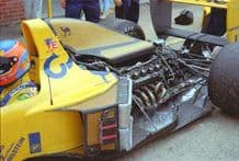 Lotus 102 Lamborghini Donnelly Silverstone pits 1990 (g)