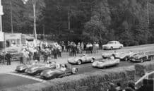 Lotus 11s and Porsche 550s on Rouen-les-Essart 1957