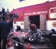 Lotus 49 Gold Leaf. Hill. Paddock 1968 BRDC Silverstone