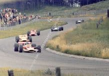 LOTUS 49 Hill leads Hulme Amon etc 1969 Dutch GP Zandvoort