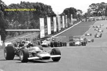 LOTUS 49 Jochen Rindt leads Amon, Hill, Brabham etc. Sandown Park 1969 Tasman Series