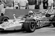 LOTUS 56 Plymouth. George Follmer in the pits Riverside USAC 1969 rare 10x7" photo
