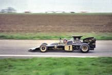 Lotus 72 Emerson Fittipaldi at speed 1972 Silverstone