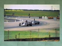Lotus 72 Henton chased by Shadow DN5 (Jarier) British GP 1975