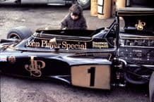 Lotus 72 JPS Fittipaldi's car Silverstone paddock 1973 (b)