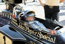Lotus 72 Ronnie Peterson 1975 Brazil GP pits (a)