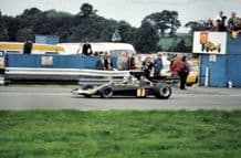 Lotus 76 JPS Peterson at speed Mallory Park demo 1974